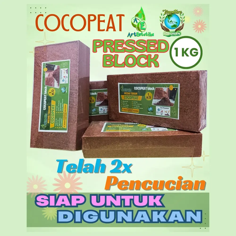 Cocopeat Blok Pres 1 Kg Low Tanin Kering Siap Digunakan
