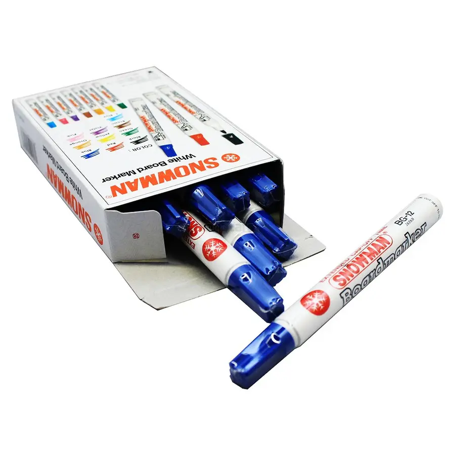 Spidol Snowman Whiteboard Marker BG-12 Warna - Pcs